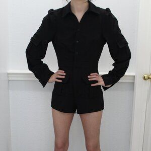 Kaylee Kollection ‎ Black Button-Up Romper small